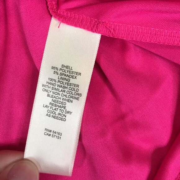 Eliza J Bright Pink Ruffle Fit & Flare Pleated Flowy Dress Barbiecore Cocktail - Picture 6 of 10